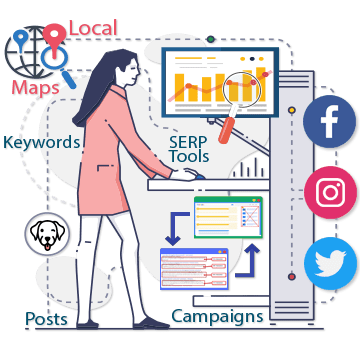 SEO Client Working Merchant Doodle SEO Client Working
